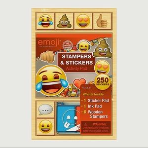 Emoji wooden stampers & stickers set